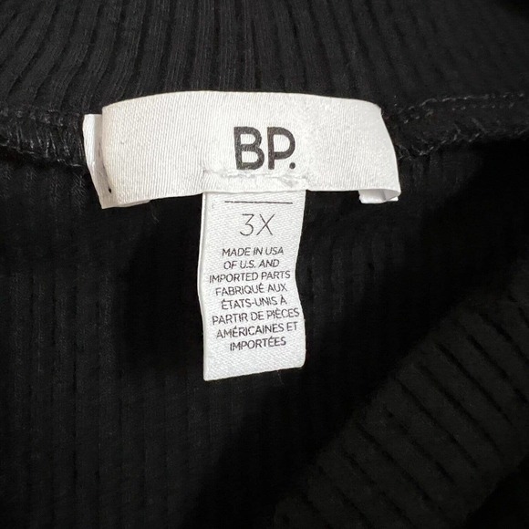 BP Nordstrom NWT Women’s Ribbed Mock Neck Crop Top Sz 3X Black Short Sleeve - Picture 4 of 6